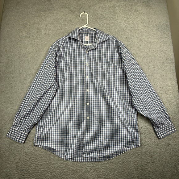 Brooks Brothers Other - Brooks Brothers Mens‎ Regular Fit Non Iron Cotton Check Dress Shirt Large